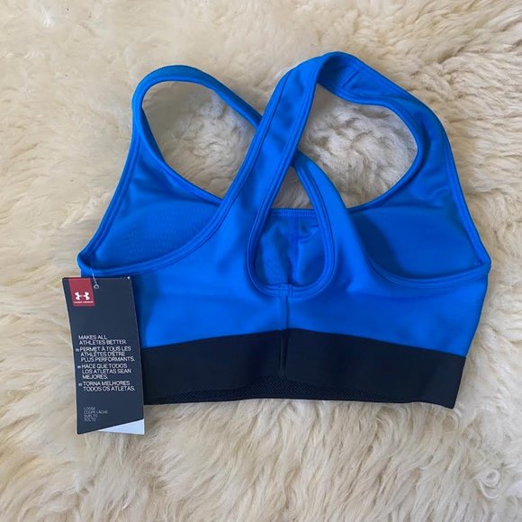 NWT $45 UNDER ARMOUR Women XS Mid Crossback Compression Logo Sports Bra A-C Cup - Picture 10 of 11